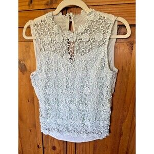 Vintage Jonquil by Diane Samandi Blue Lace Embroidered Top Sz L